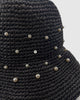 Miz Casa & Co Monaco Pearl Foldable Raffia Weave Sun Hat Black