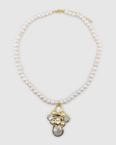 Miz Casa & Co Ophelia Earrings in Smokey Quartz Pearl