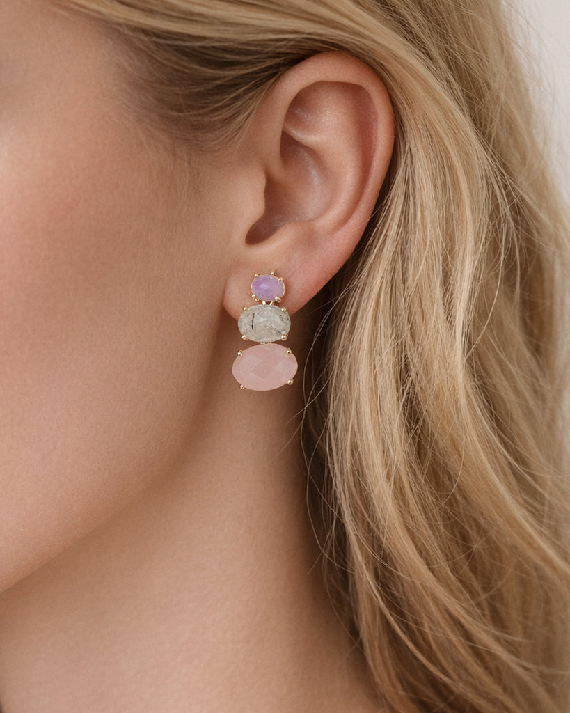 Miz Casa & Co Cleo Gemstone Studs Earrings Light Multi