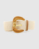 Miz Casa & Co Cream Square Rattan Plain Woven Belt