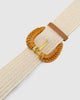 Miz Casa & Co Cream Square Rattan Plain Woven Belt