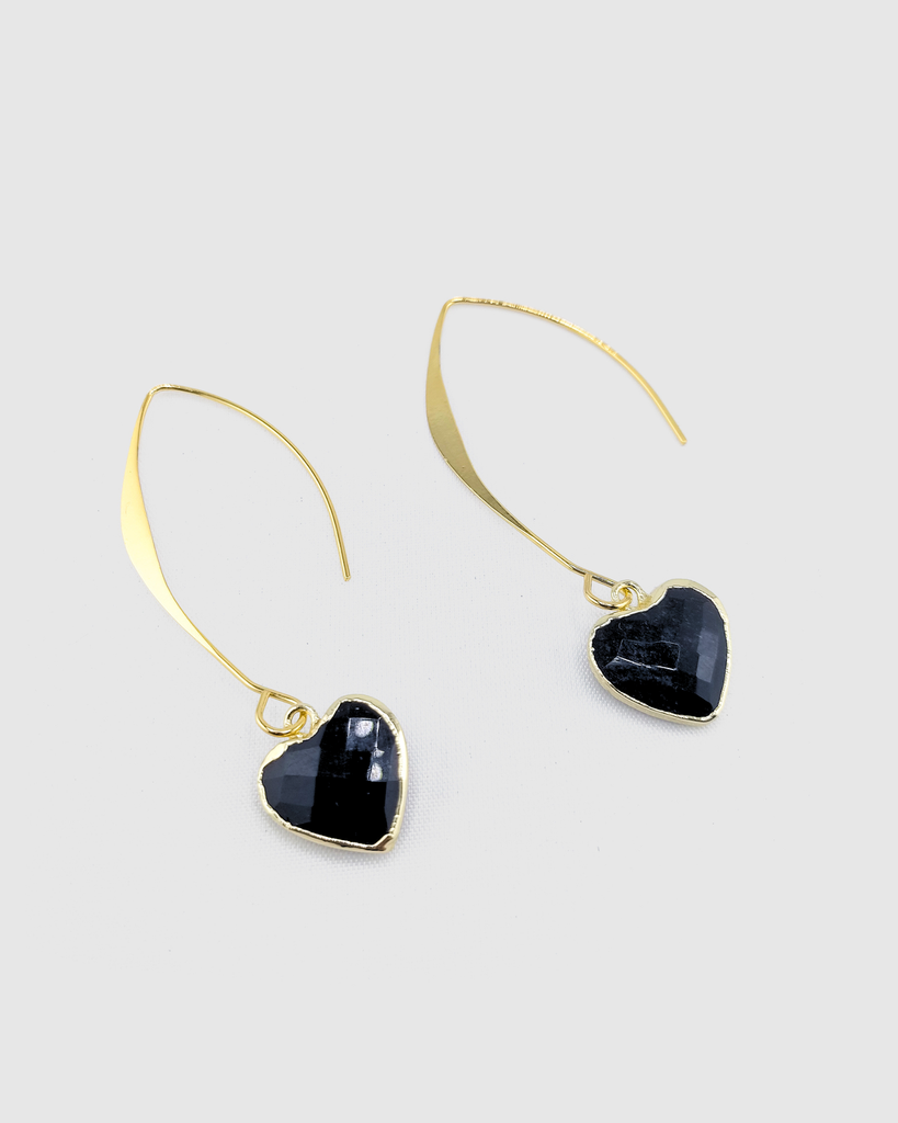 Miz Casa & Co Hazel Heart Hook Earrings Black