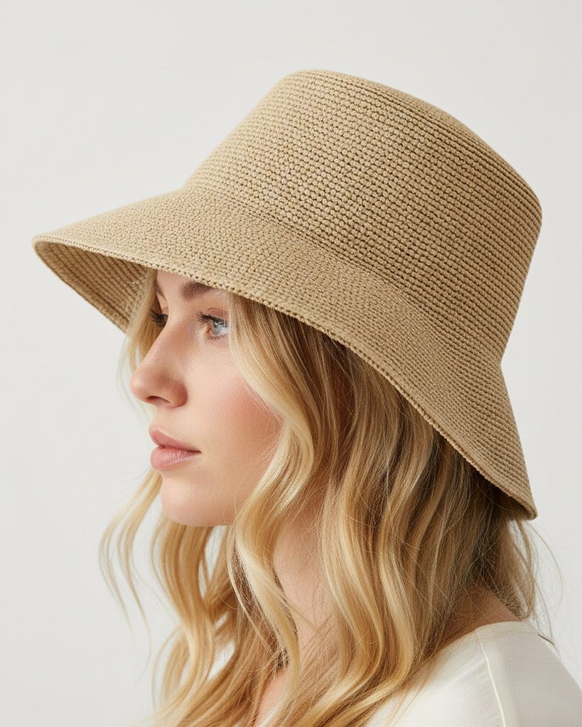 Miz Casa & Co Clementine Foldable Raffia Weave Sun Hat Brown
