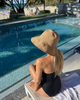 Miz Casa & Co Helen Foldable Raffia Weave Sun Hat Brown