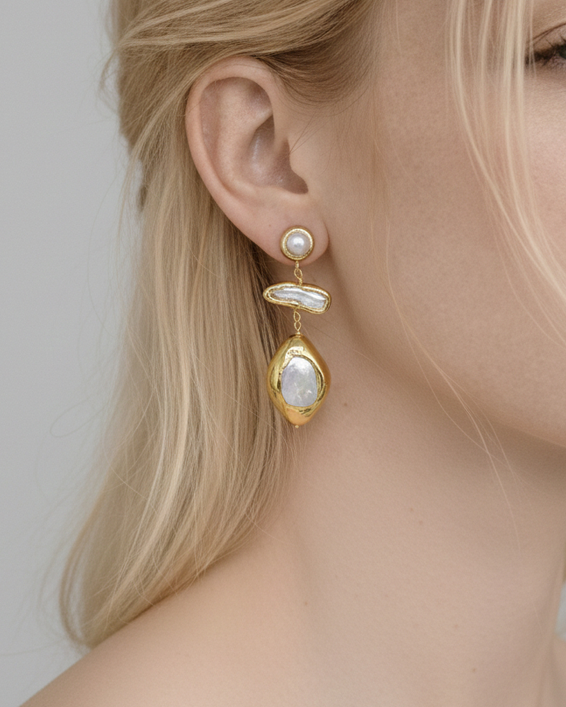Miz Casa & Co Natalia Earrings in Gold Pearl
