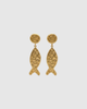 Miz Casa & Co Fish Drop Stud Earrings Gold