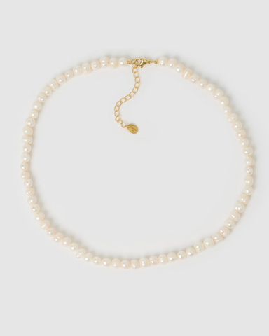 Miz Casa & Co Sage Huggie Earrings Gold Pearl