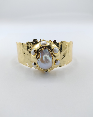 Miz Casa & Co Cella Cuff Bracelet Clear Quartz