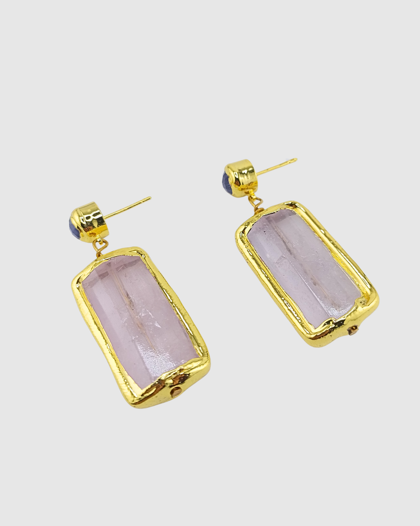 Miz Casa & Co Rose Earrings Rose Quartz Blue