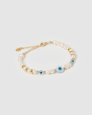Miz Casa & Co Strike Evil Eye Choker Pearl