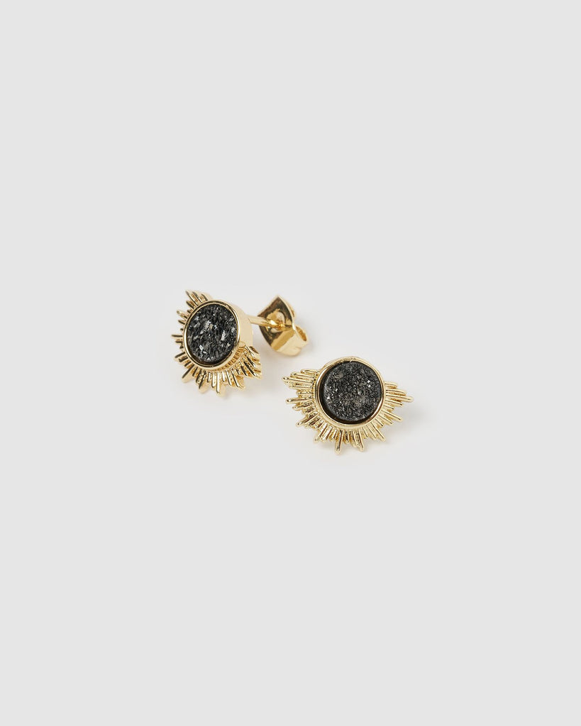 Miz Casa & Co Cliff Stud Earrings Black Gold