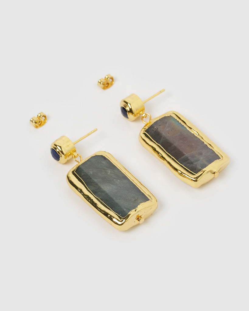 Miz Casa & Co Rose Earring Labrodite Gold