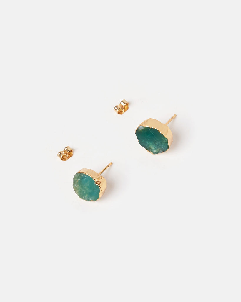 Miz Casa & Co Anenome Stud Earrings Chrysoprase Jade