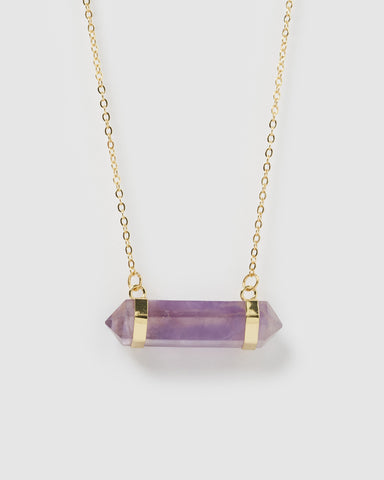 Miz Casa & Co Solitaire Pendant Necklace Amethyst Gold