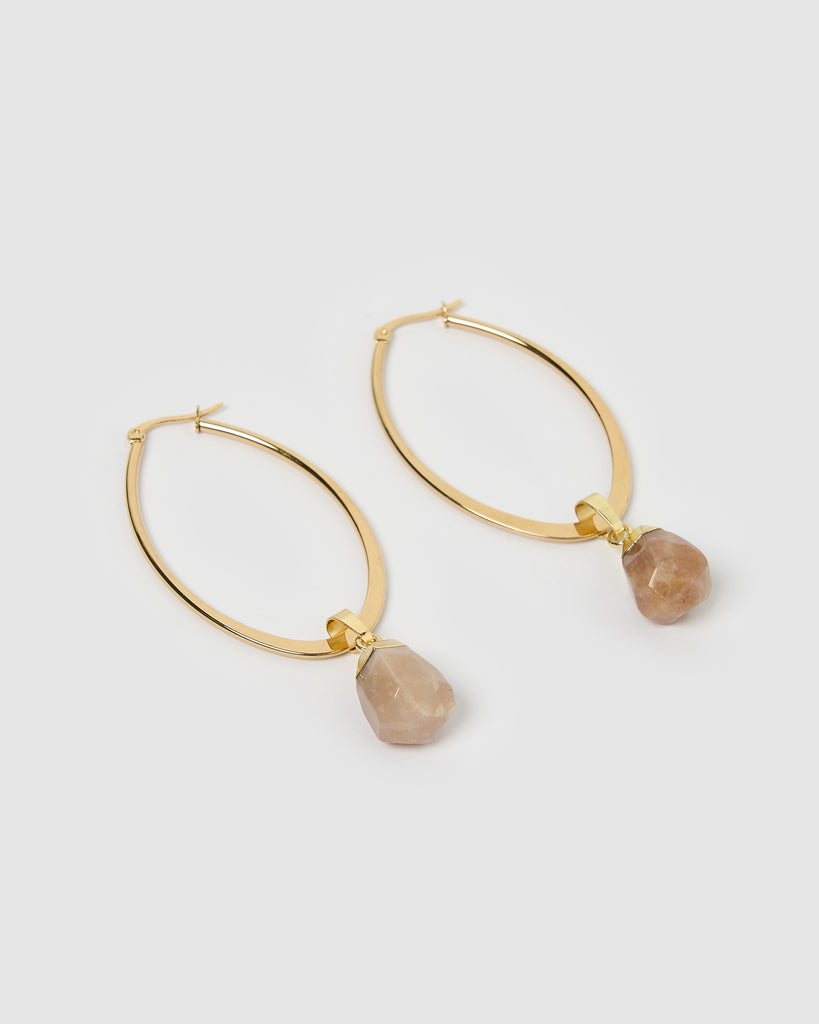 Miz Casa & Co Astrid Earrings Natural Peach Stone