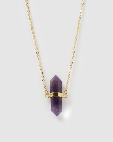 Miz Casa & Co Solitaire Pendant Necklace Amethyst Gold