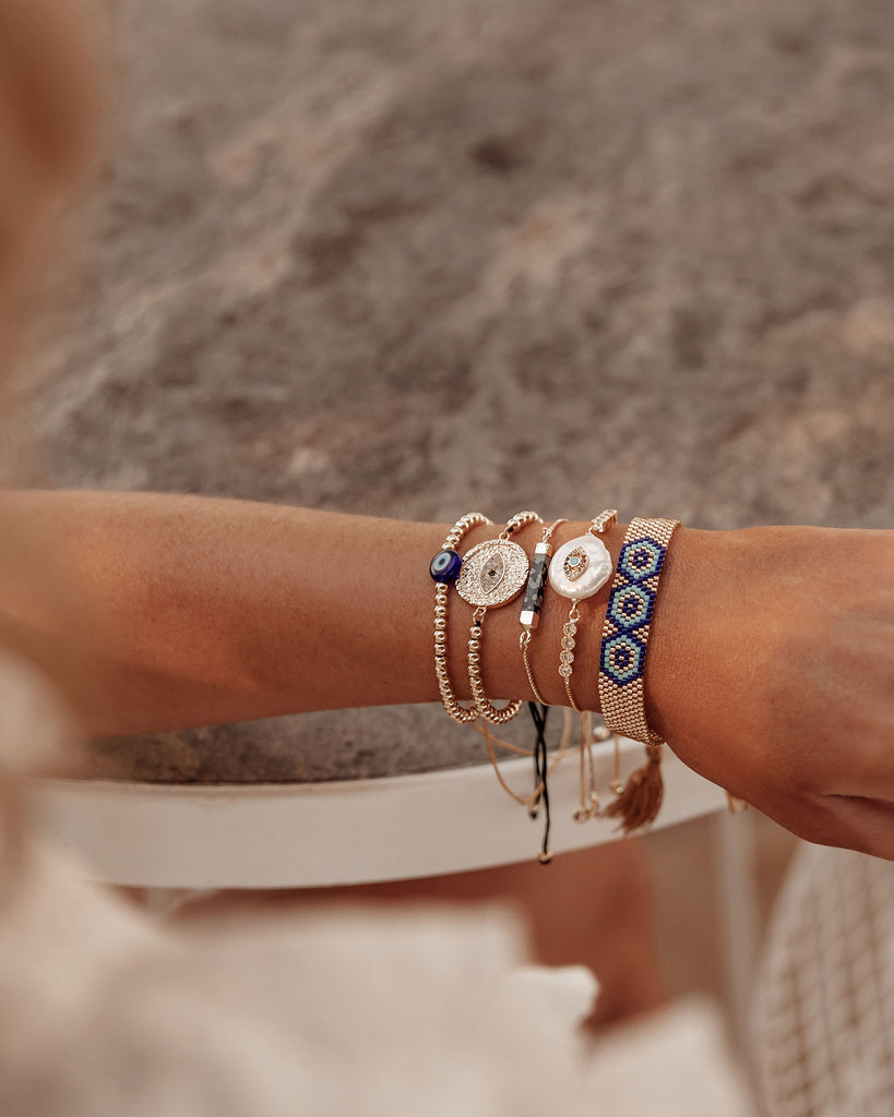 Miz Casa & Co Faceted Stone Bracelet Hematite