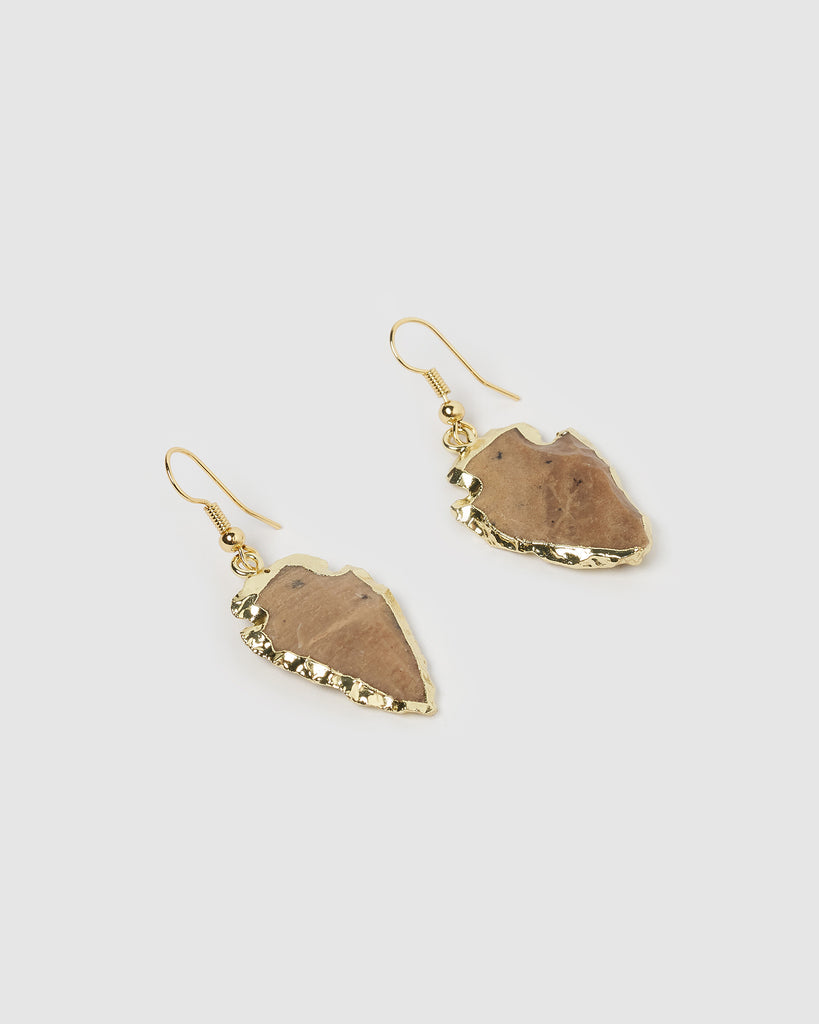 Miz Casa & Co Atlas Stone Drop Earrings Brown Jasper