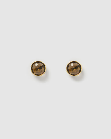 Miz Casa & Co Micah Huggie Earrings Antique Gold Emerald