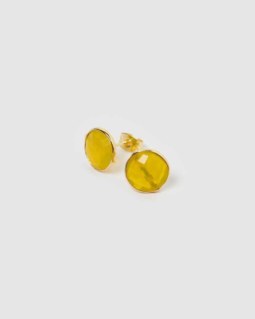 Miz Casa & Co Marci Stud Earrings Yellow Quartz