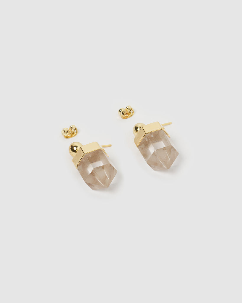 Miz Casa & Co Carmen Stud Earrings Clear Quartz
