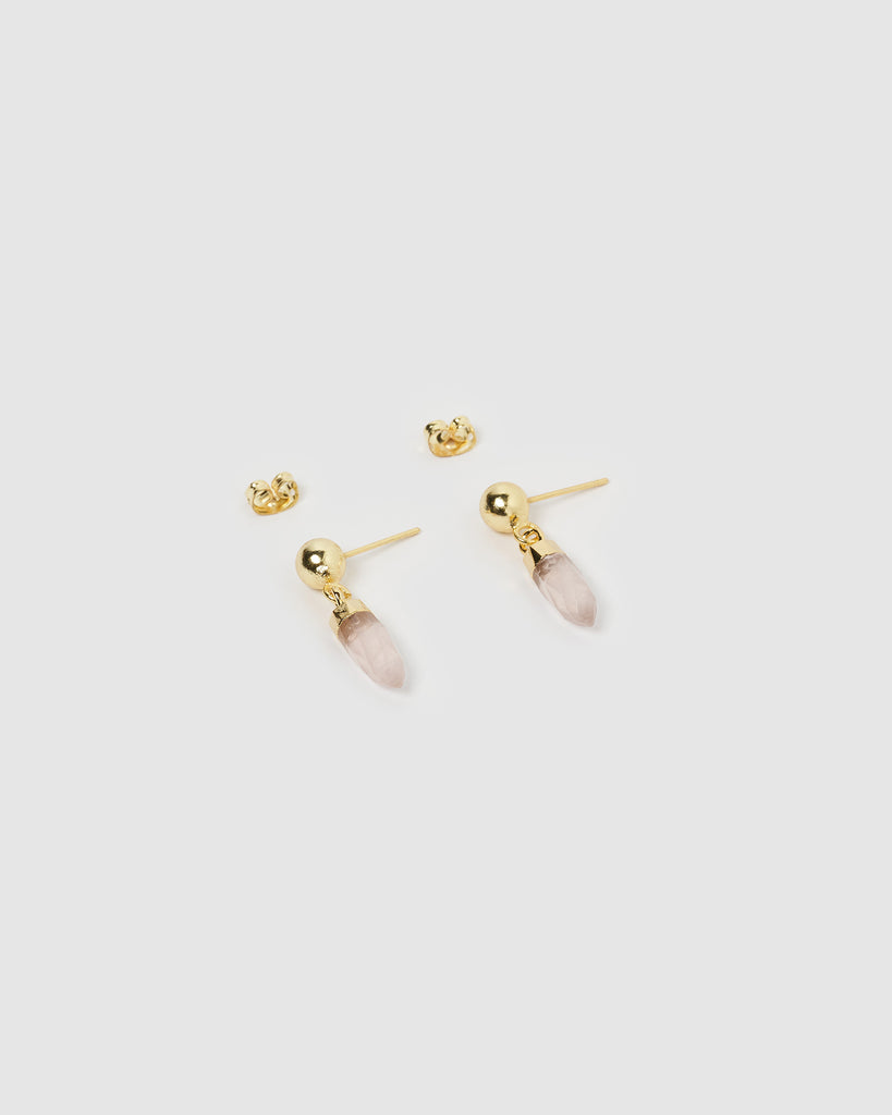 Miz Casa & Co Grace Stud Earrings Rose Quartz