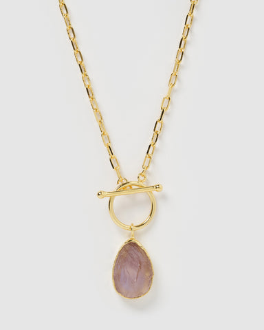 Miz Casa & Co Solitaire Pendant Necklace Amethyst Gold