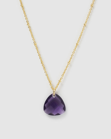 Miz Casa & Co Solitaire Pendant Necklace Amethyst Gold