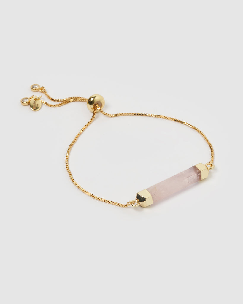 Miz Casa & Co Faceted Stone Bracelet Mini Rose Quartz
