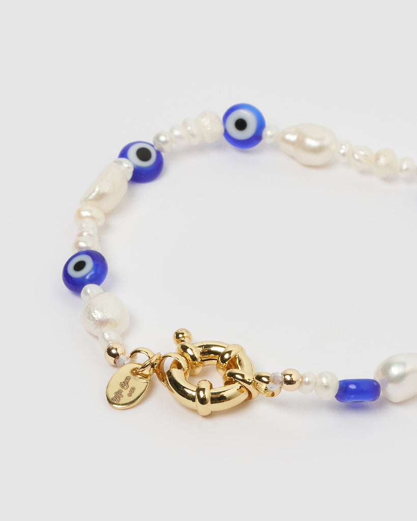Miz Casa & Co Strike Evil Eye Bracelet Pearl
