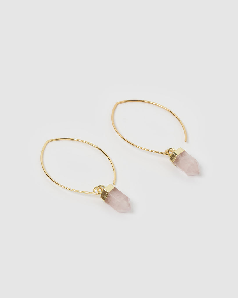 Miz Casa & Co Wanderer Earrings Gold Rose Quartz