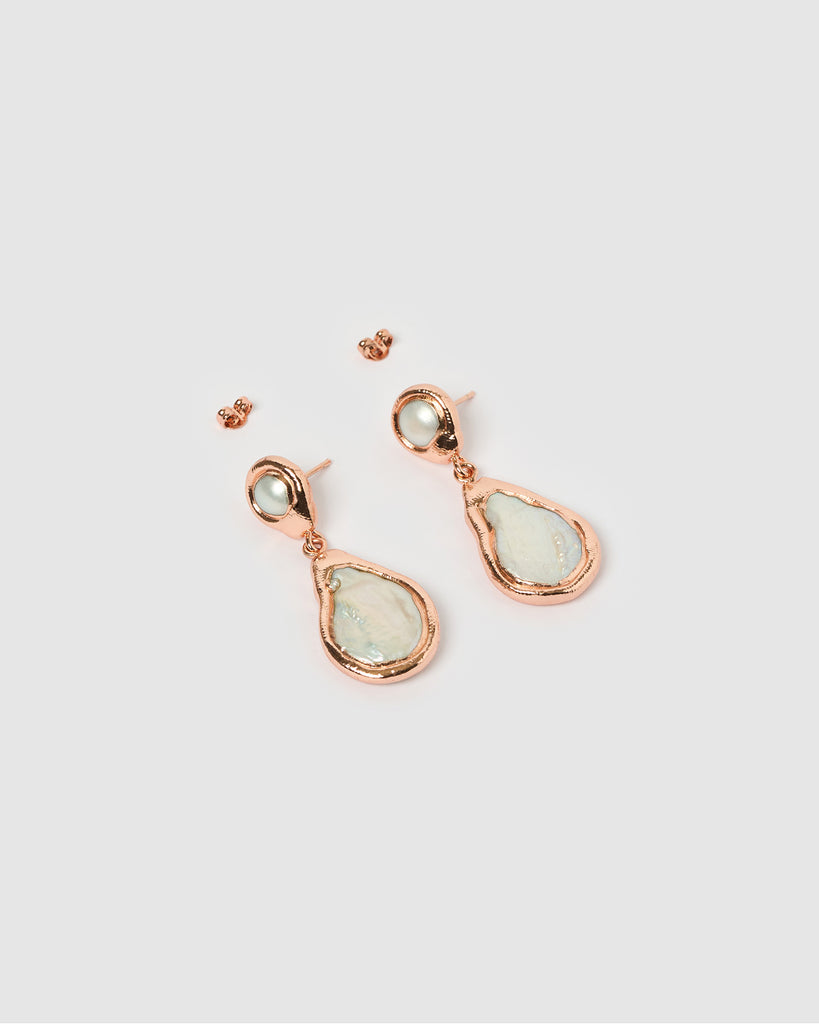 Miz Casa & Co Amberly Earring Rose Gold Pearl