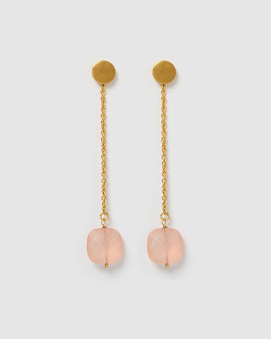 Miz Casa & Co Stone Charm Earrings Gold Pink