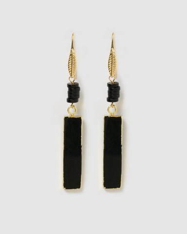 Miz Casa & Co Sea Petal Earrings Onyx Gold