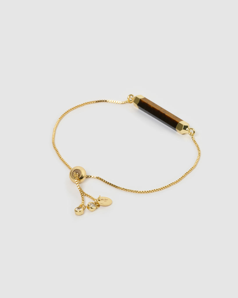 Miz Casa & Co Faceted Stone Bracelet Tigers Eye