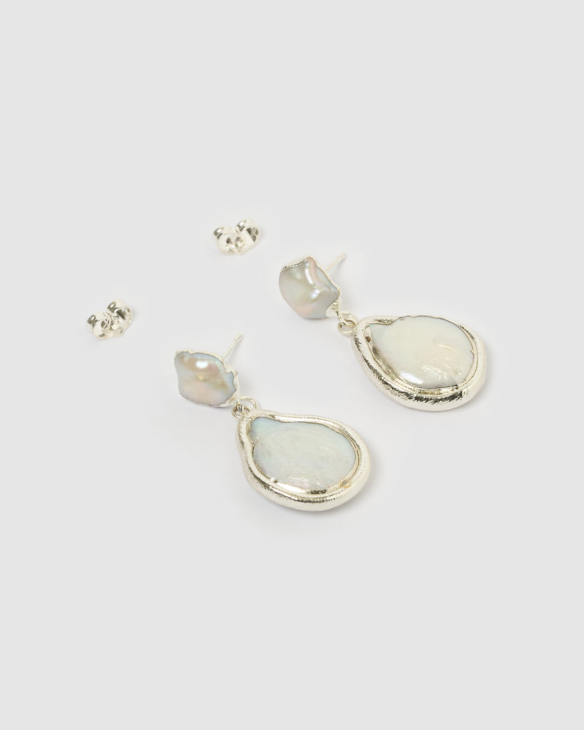 Miz Casa & Co Olivia Earring Silver Pearl