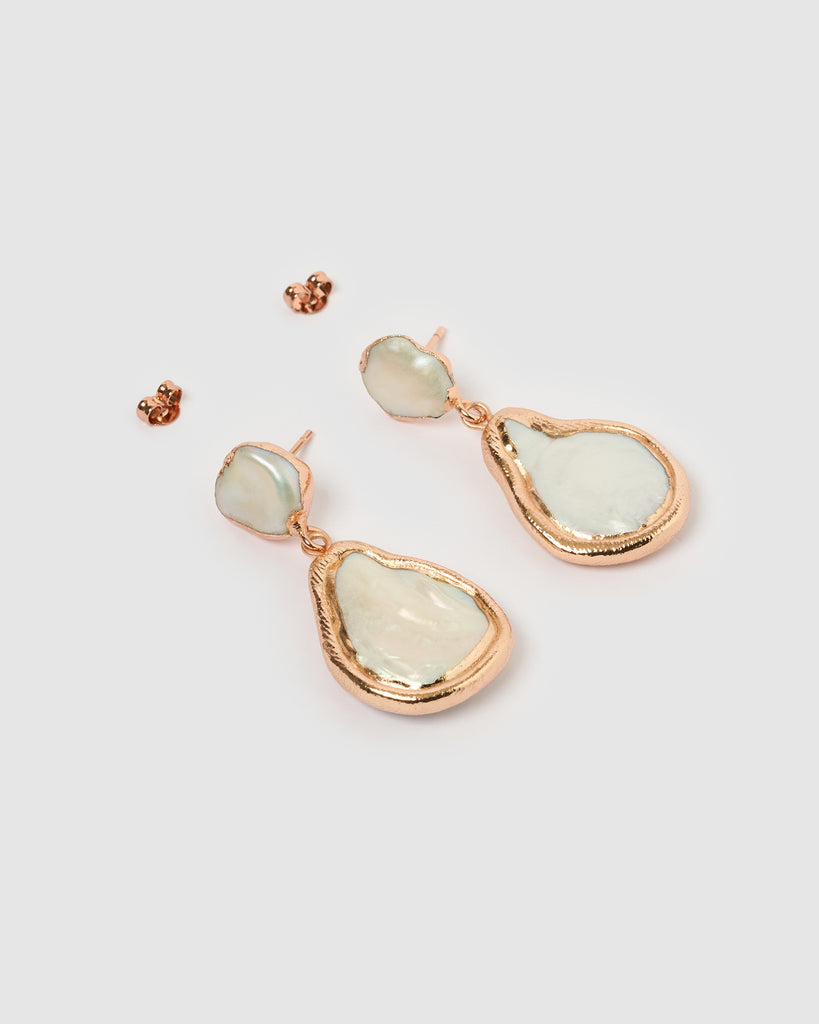 Miz Casa & Co Olivia Earring Rose Gold Pearl