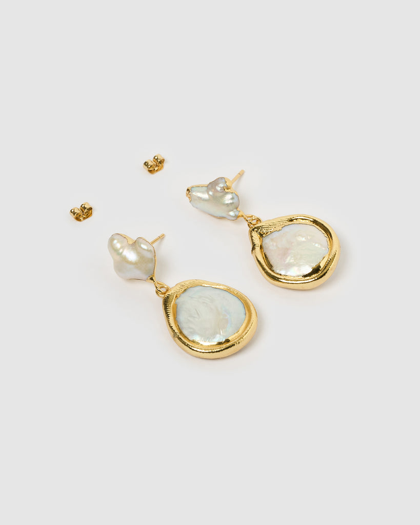 Miz Casa & Co Olivia Earring Gold Pearl