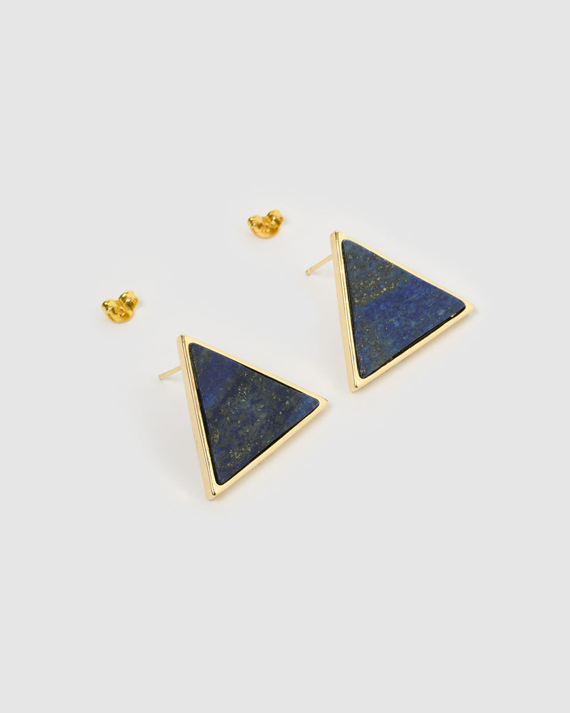 Miz Casa & Co Geometric Triangle Earrings Gold Navy