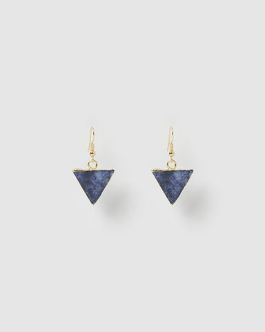 Miz Casa & Co Geometric Triangle Earrings Gold Navy