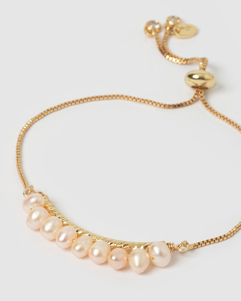 Miz Casa & Co Tempest Freshwater Pearl Bracelet Gold Pink