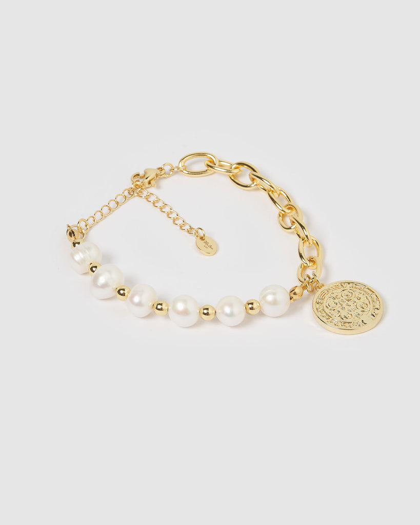 Miz Casa & Co Diana Bracelet Gold Faux Pearl