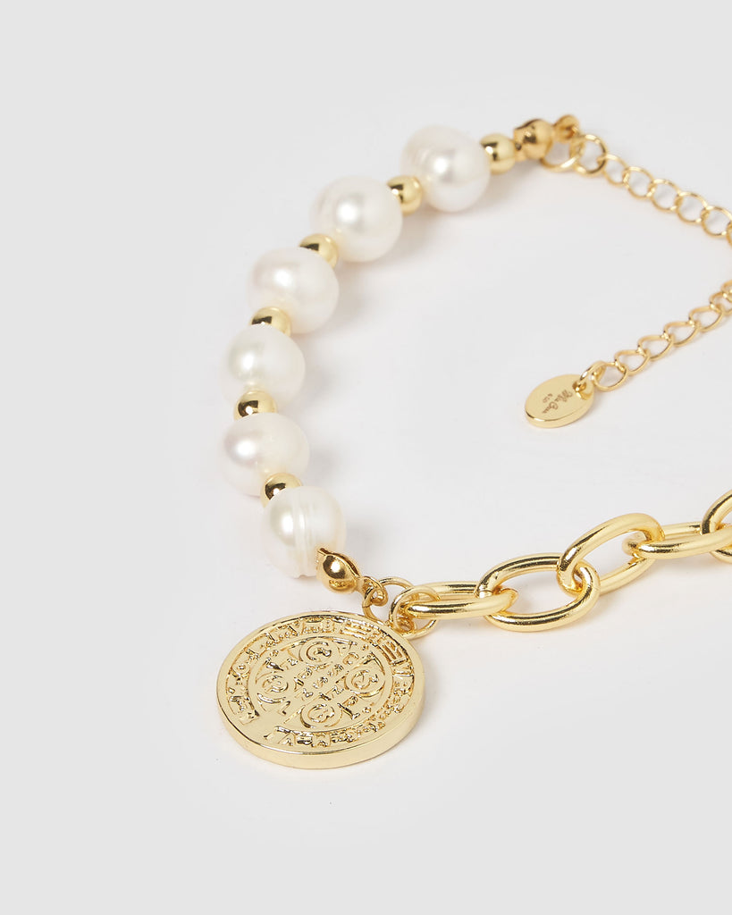 Miz Casa & Co Diana Bracelet Gold Faux Pearl