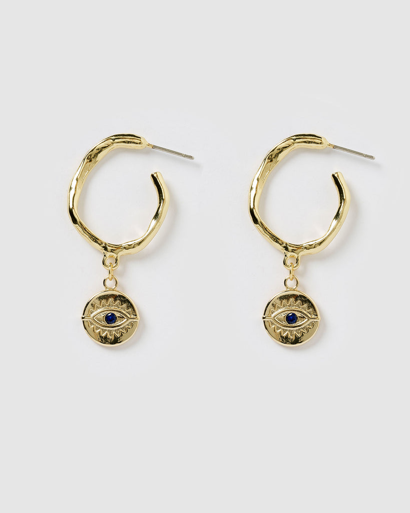 Miz Casa & Co Aegean Evil Eye Mini Hoop Earrings Gold