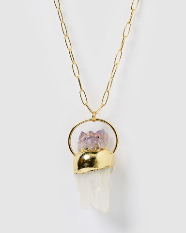 Miz Casa & Co Fantasy Pendant Perfume Bottle Necklace Clear Quartz Gold