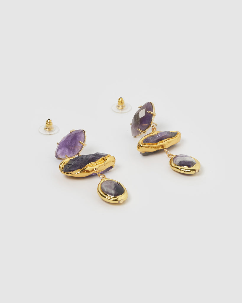 Miz Casa & Co Celeste Earrings Amethyst Gold