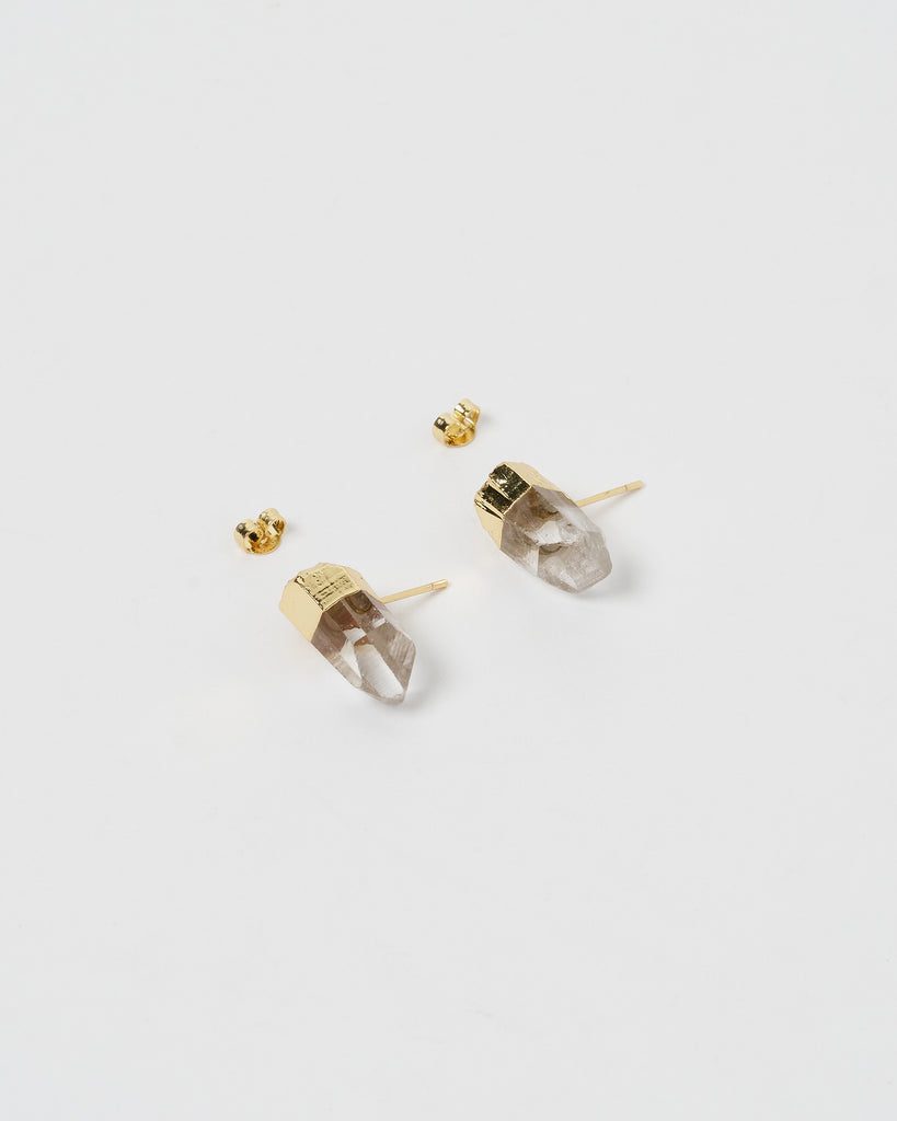 Smoky & Clear Quartz Earrings – Cabochon