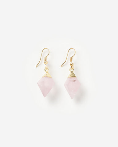 Miz Casa & Co Sunlit Stud Earrings Rose Quartz Gold
