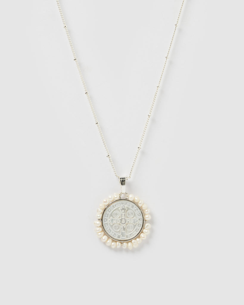 Miz Casa & Co Corinne Medallion Necklace Silver
