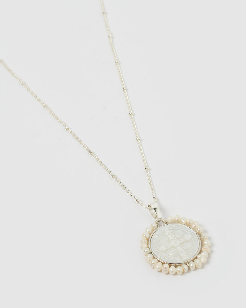 Miz Casa & Co Corinne Medallion Necklace Silver